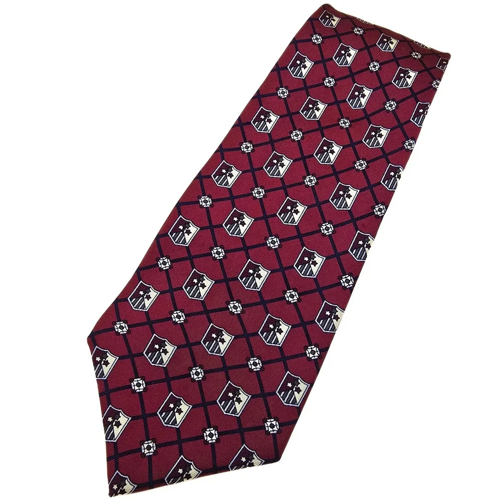 Tommy Hilfiger Mens Red Crest Lattice Silk Necktie‎ Italian Fabric Made in USA